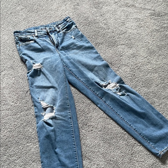 Old Navy Denim - Old Navy Light Blue Distressed Straight Leg Jeans